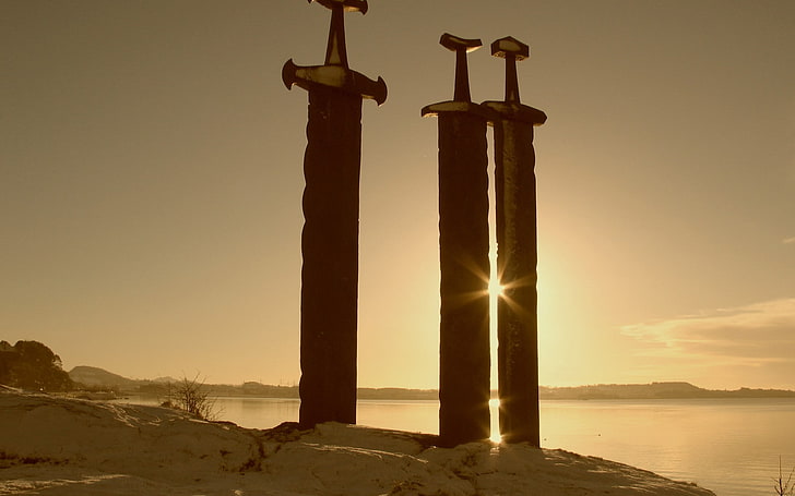 architecture, ancient, sword, sky, Sverd i fjell (Swords in rock)