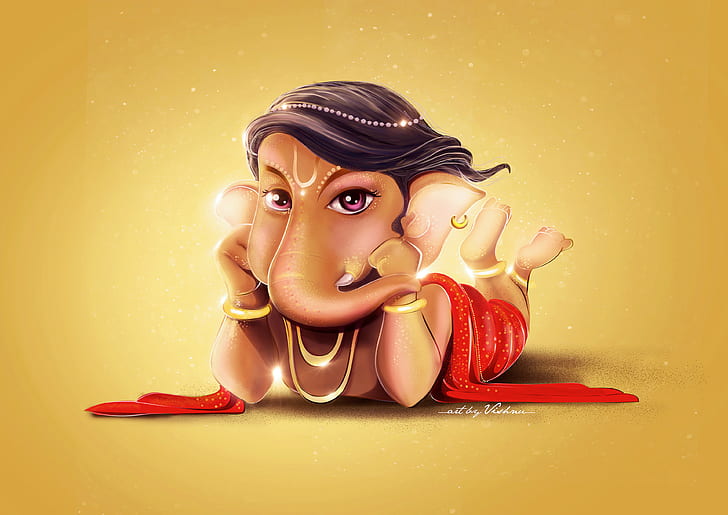 HD wallpaper: Lord Ganesha, Cute, digital art, HD, 4k, Ganesh chaturthi |  Wallpaper Flare