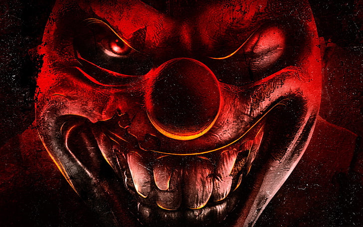 clown wallpaper, the game, play station, Twisted Metal, human Face