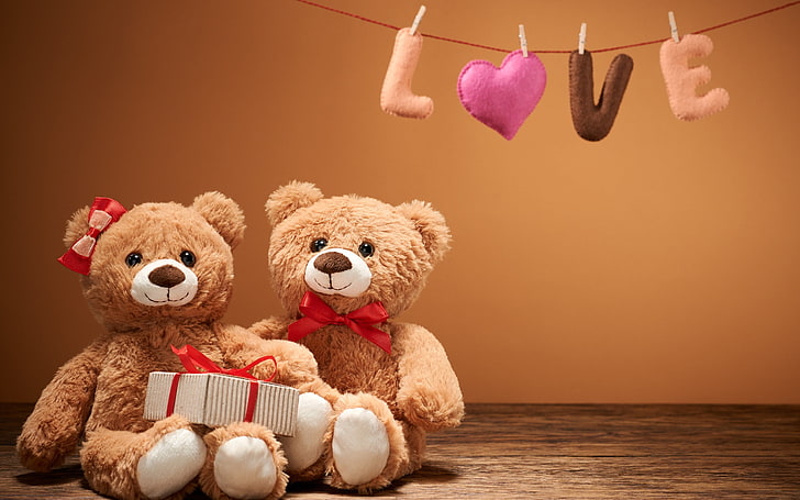 HD wallpaper: Love Sweet Heart Romantic Teddy, two brown bear plush toys, teddy  bear | Wallpaper Flare