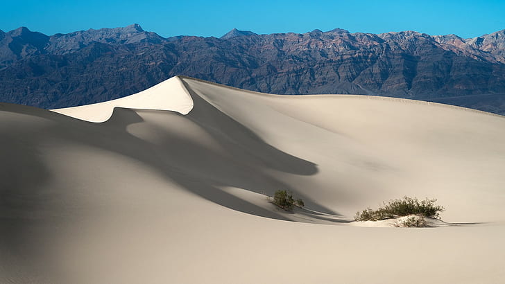 landscape, desert, dunes, sand, mountains, HD wallpaper