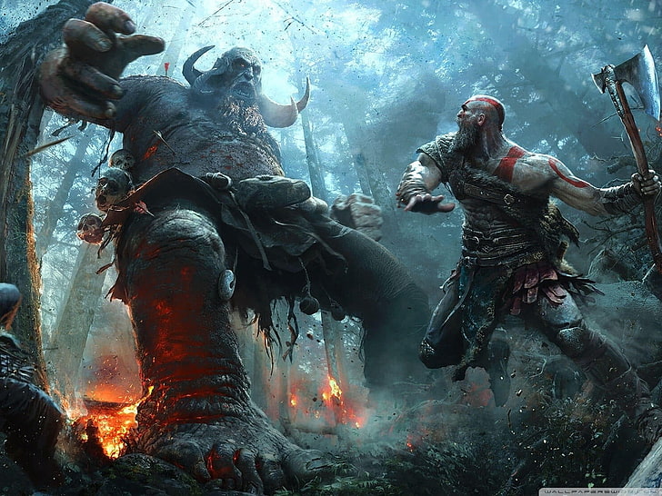 God of War wallpaper, forest, Kratos, God of War (2018), nature