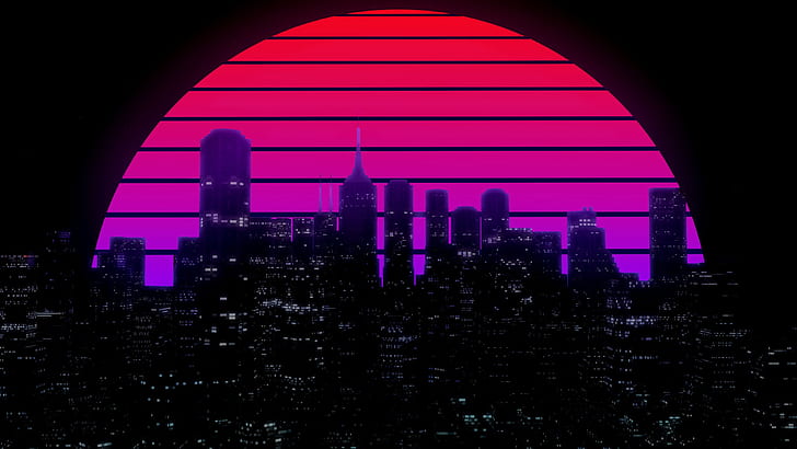 The sun, Night, Music, The city, Star, Building, Background