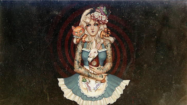 Alice in Wonderland Cheshire Cat Tattoos HD, digital/artwork