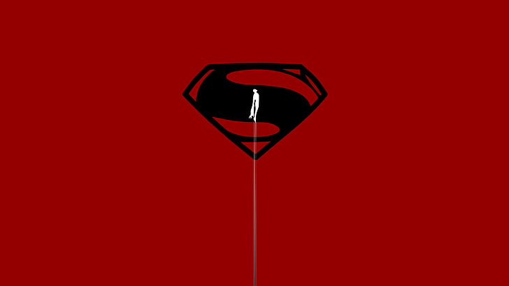 superman, 4k, artwork, logo, superheroes, red, studio shot