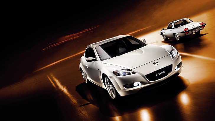 Mazda RX-8, Mazda Cosmo, Headlights, car, Japanese cars, white cars