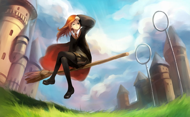 Harry Potter, Ginny Weasley, Quidditch, young women, young adult, HD wallpaper