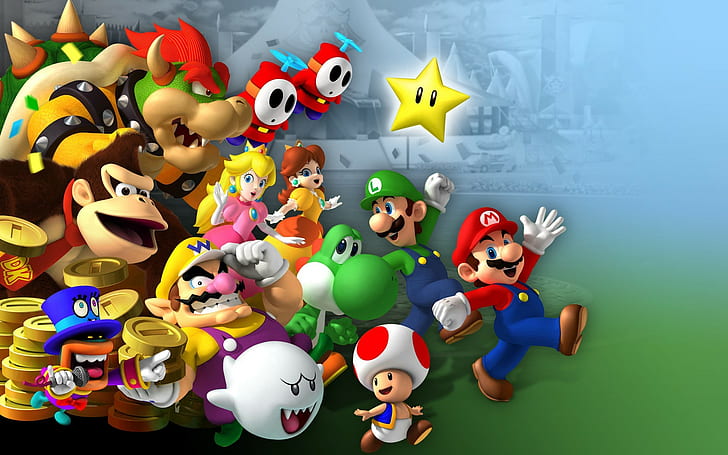 Mario, Mario Party 8, Boo (Super Mario), Bowser, Donkey Kong, HD wallpaper