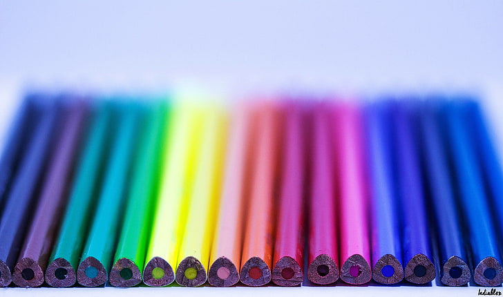 assorted-color coloring pencil lot, pens, colorful, rainbows, HD wallpaper