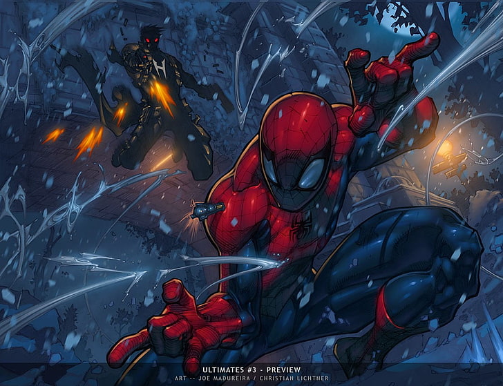 Spiderman wallpaper, Ultimate Spider-Man, no people, red, night