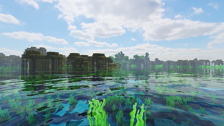 Minecraft, landscape, nature, swamp, clear sky, HD wallpaper