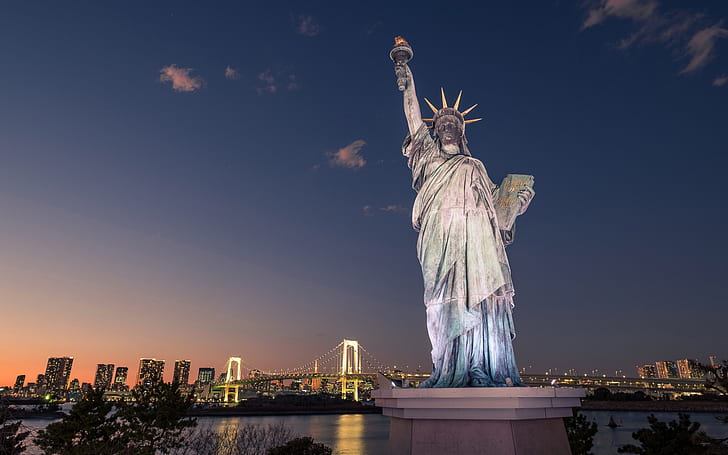 bridge, Japan, Tokyo, The Statue Of Liberty, HD wallpaper