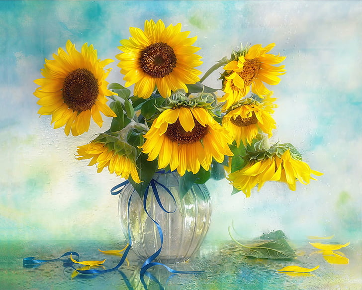 Man Made, Flower, Earth, Still Life, Sunflower, Vase, Yellow Flower