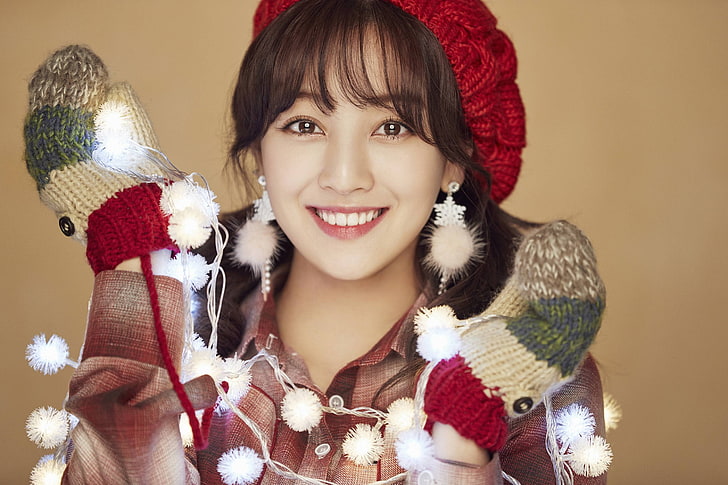 K-pop, Twice, women, Asian, singer, Christmas, warm colors