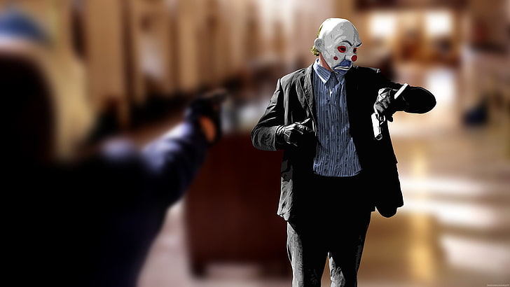 man wearing clown mask movie still screenshot, Joker, Batman