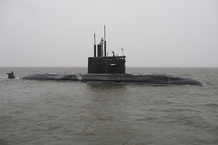 submarine, vehicle, military, water, sea, waterfront, sky, nautical vessel, HD wallpaper
