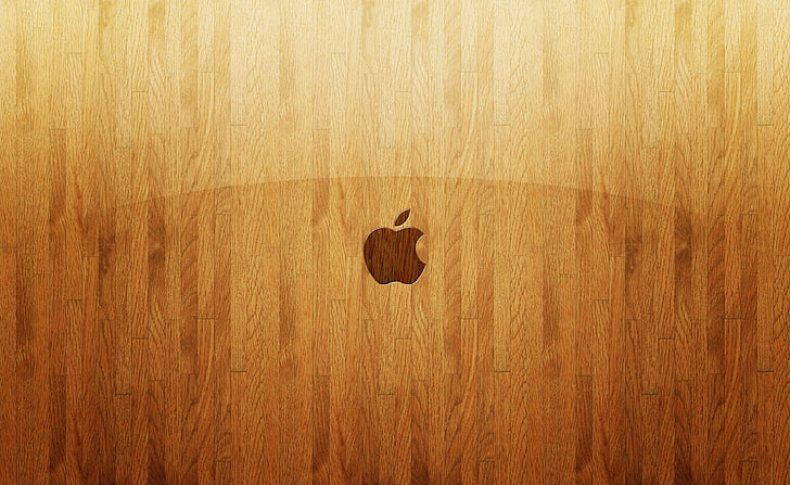 Think Different Apple Mac 58, brown Apple logo, Computers, wood - material