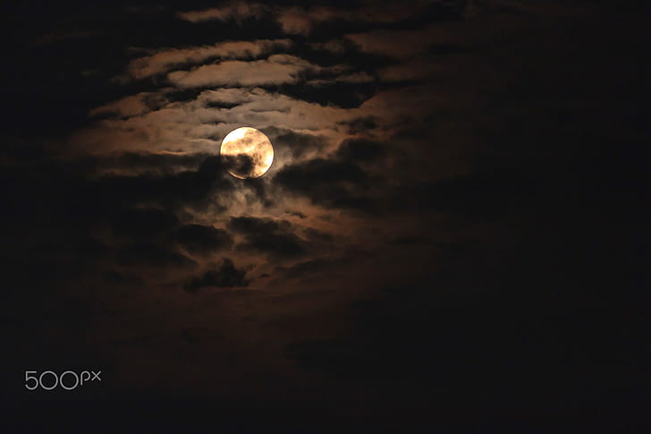 moon phases, clouds, night, nature, HD wallpaper