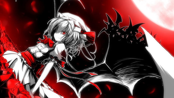 Remilia Scarlet, red, close-up, representation, no people, art and craft, HD wallpaper