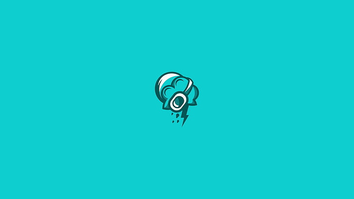 black and teal logo, cold, Cutepet, humor, minimalism, colored background, HD wallpaper