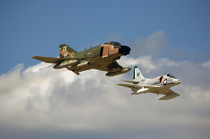 the sky, flight, fighter, attack, F-4, multipurpose, Phantom II, HD wallpaper