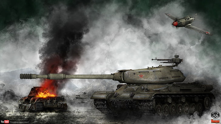grey battle tank wallpaper, smoke, Is-4, World Of Tanks, Soviet Tank HD wallpaper
