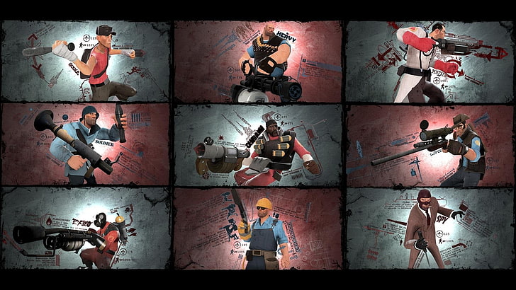 game poster, video games, Team Fortress 2, group of people, digital composite