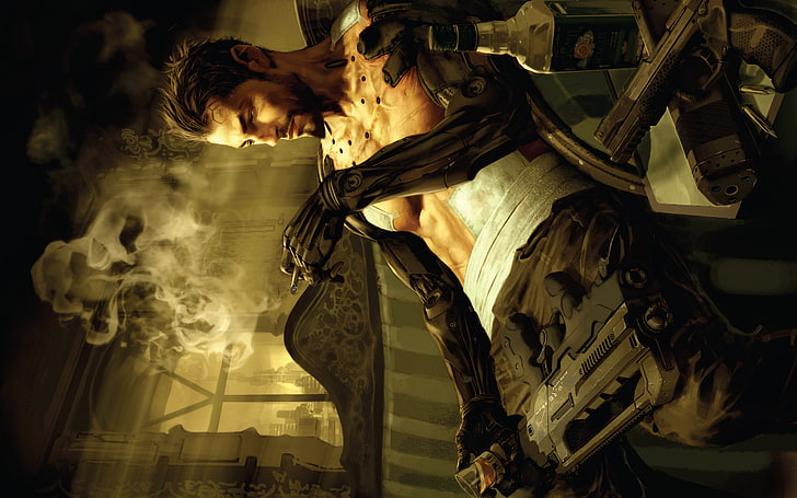 digital art, video games, Deus Ex: Human Revolution, smoke - physical structure, HD wallpaper