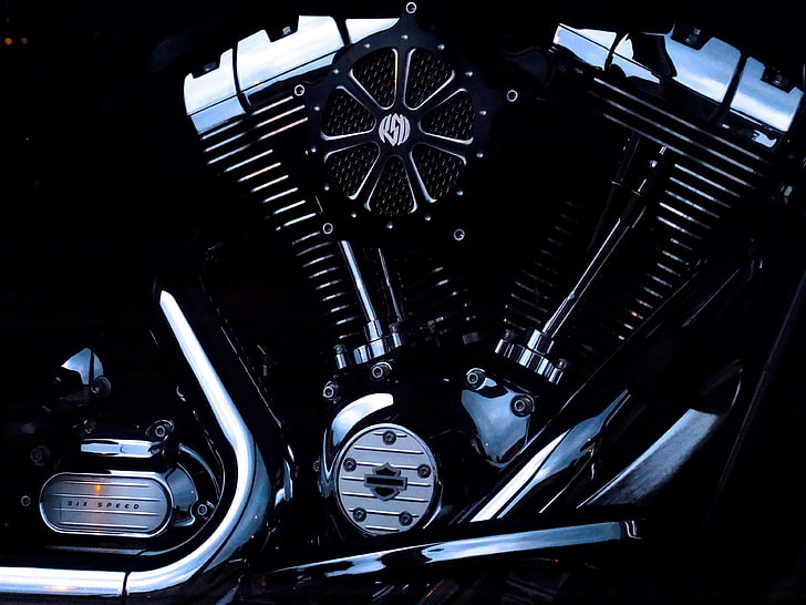 chrome, harley davidson, metal, motor, motorcycle engine, motorcycles, HD wallpaper