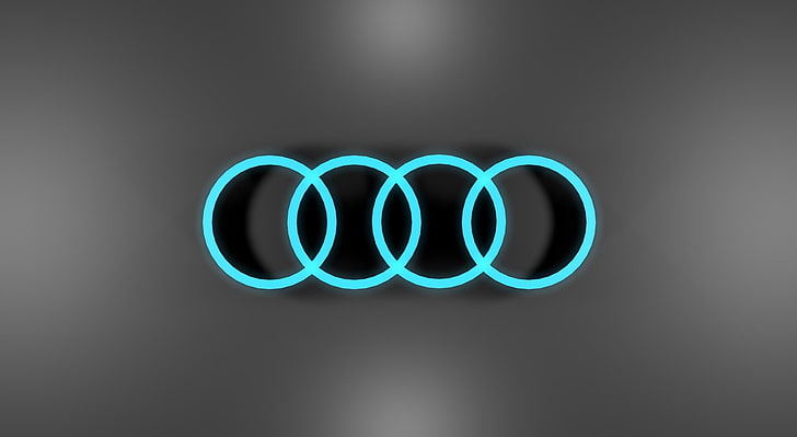 Audi HD, Audi logo, Cars, studio shot, illuminated, blue, glowing, HD wallpaper