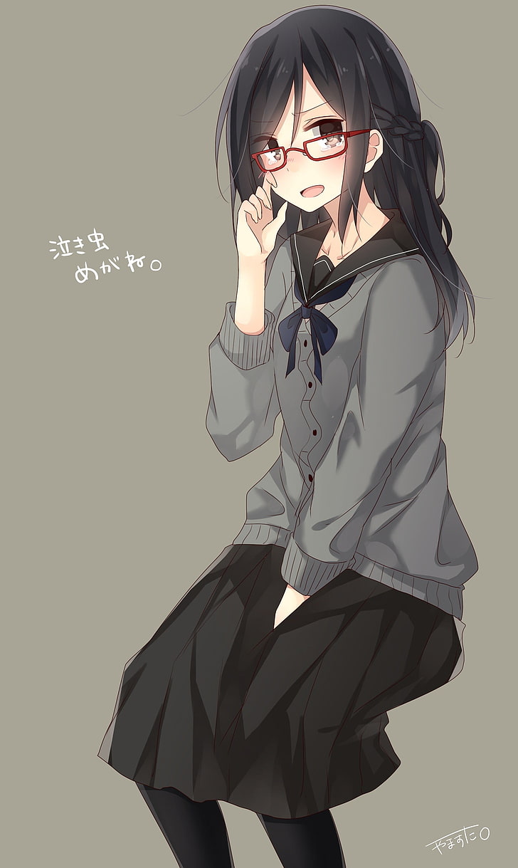 HD wallpaper: female anime character, anime girls, sweater, glasses, long  hair | Wallpaper Flare