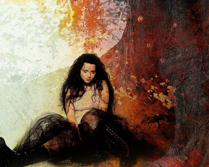 woman sitting illustration, Women, Artistic, Amy Lee, Evanescence, HD wallpaper
