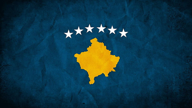 flag of kosovo, shape, blue, studio shot, indoors, no people, HD wallpaper