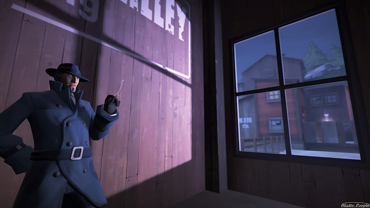 brown wooden framed glass door, Team Fortress 2, Spy (TF2), Source Filmmaker
