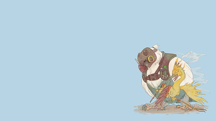animated animals illustration, Overwatch, birds, Roadhog (Overwatch), HD wallpaper