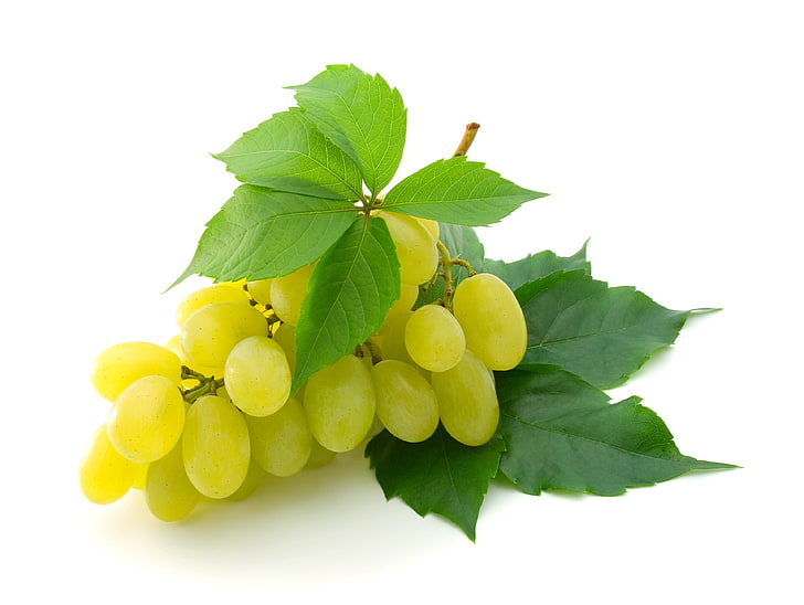 green grape fruit, grapes, brush, leaves, food, leaf, ripe, vine, HD wallpaper