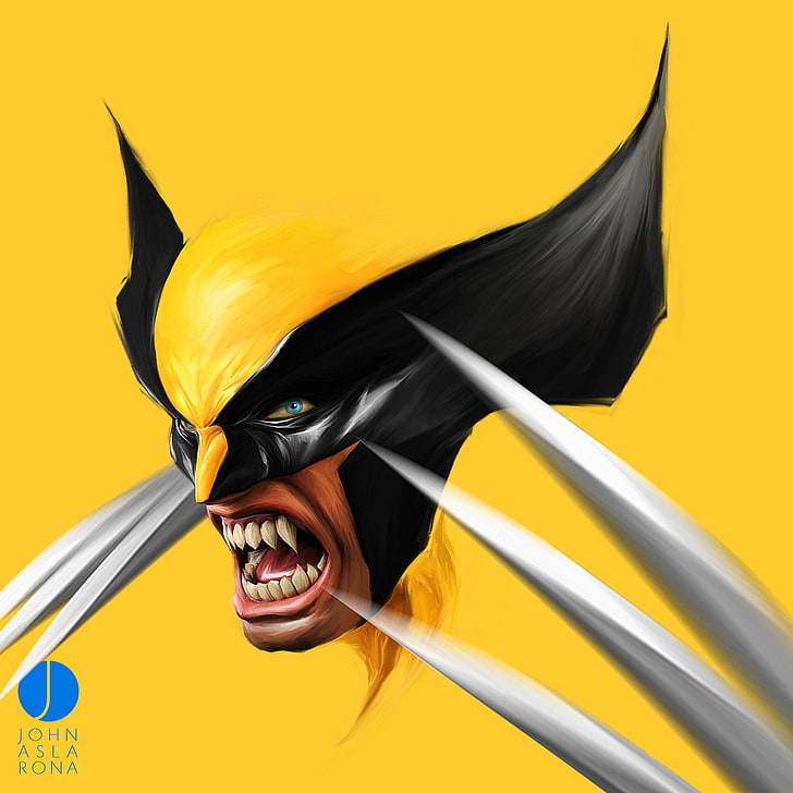 Wolverine digital wallpaper, figure, claws, fangs, evil, Logan, HD wallpaper