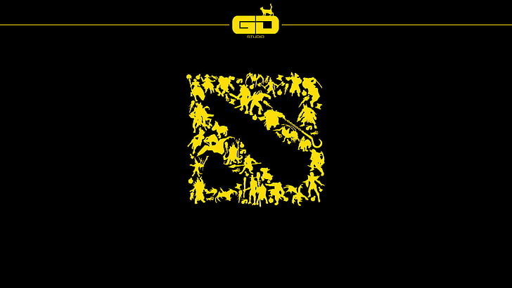 yellow and black DOTA logo digital wallpaper, Dota 2, video games, HD wallpaper