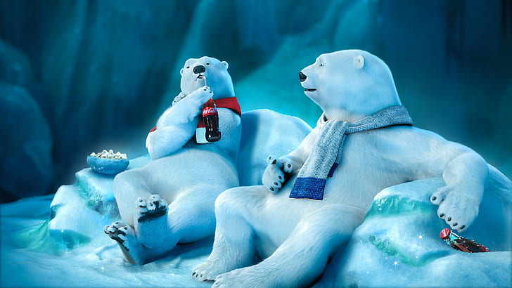 bear, bears, coca cola, coke, drink, funny, mood, polar, snow, HD wallpaper