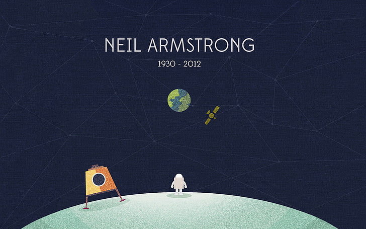 Neil Armstrong, minimalism, astronaut, space art, planet, Moon, HD wallpaper