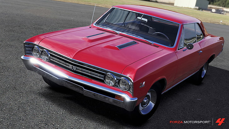 red muscle car, Forza Motorsport 4, video games, land vehicle, HD wallpaper