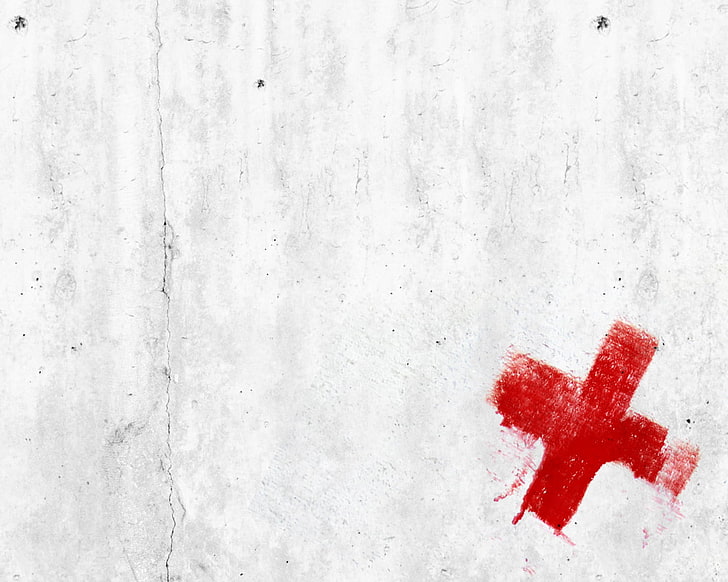 red cross illustration, white, canvas, minimalism, texture, flag