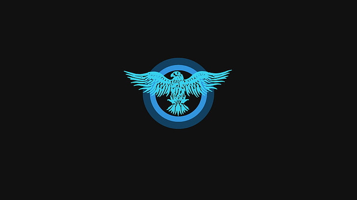 blue bird logo, eagle, bald eagle, circle, animal, animal themes