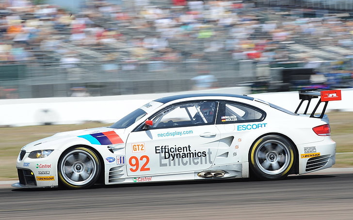 white BMW stock car, gt2, cars, sports, speed, competition, sports Race, HD wallpaper