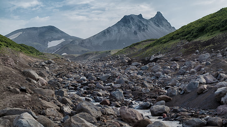 kamchatka mountain, rock, sky, scenics - nature, solid, beauty in nature, HD wallpaper
