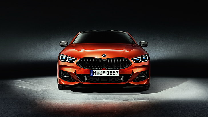 4K, 2019, BMW M850i xDrive, Sunset Orange, Carbon Package, HD wallpaper
