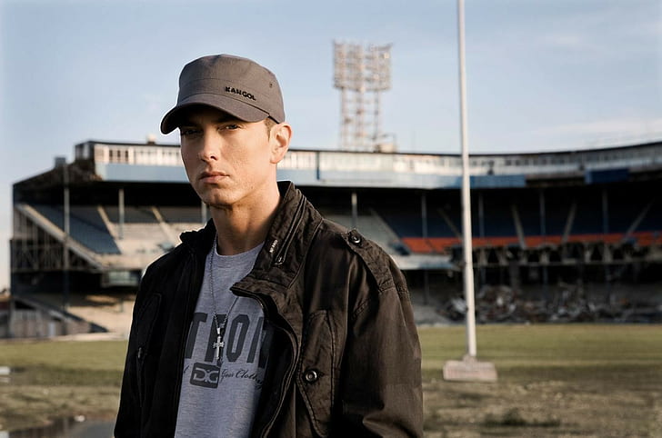 Eminem, looking at viewer, Rapper, HD wallpaper