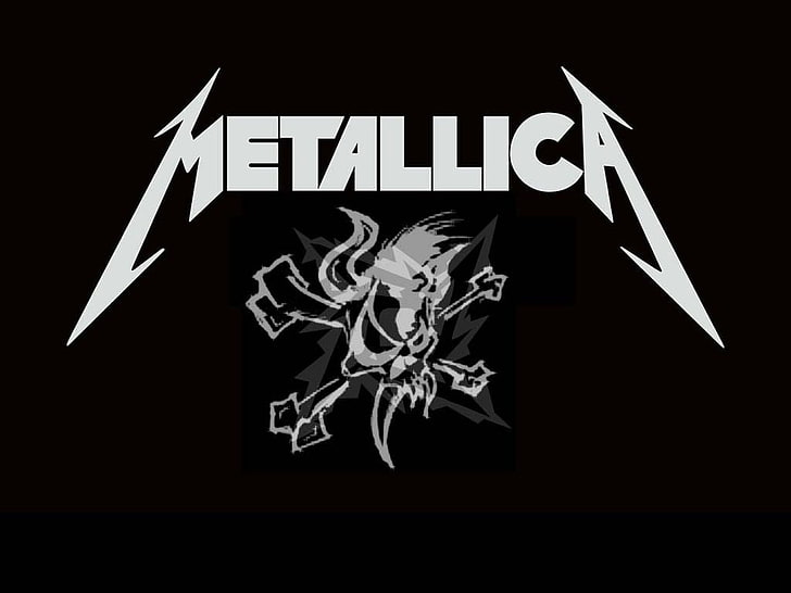 Metallica logo, skull, minimalism, music, text, communication