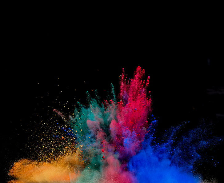 multicolored Holi powders, powder explosion, colorful, motion, HD wallpaper