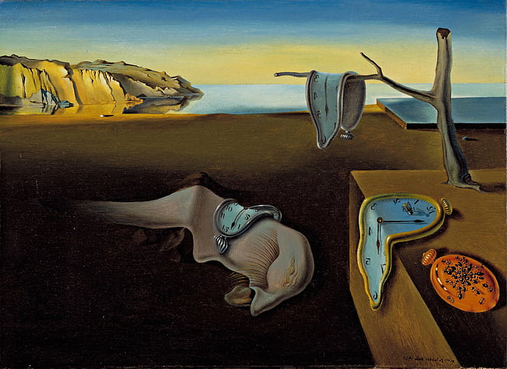 Classic Art, Clocks, landscape, Melting, painting, Salvador Dalí, HD wallpaper